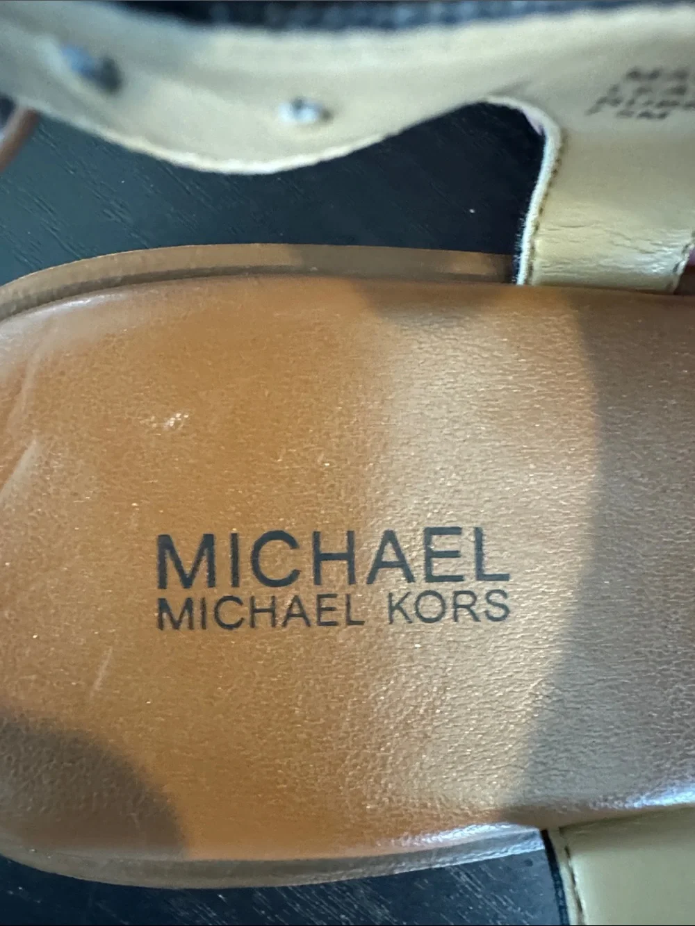 Michael Kors Black and White T-Strap Leather Sandals